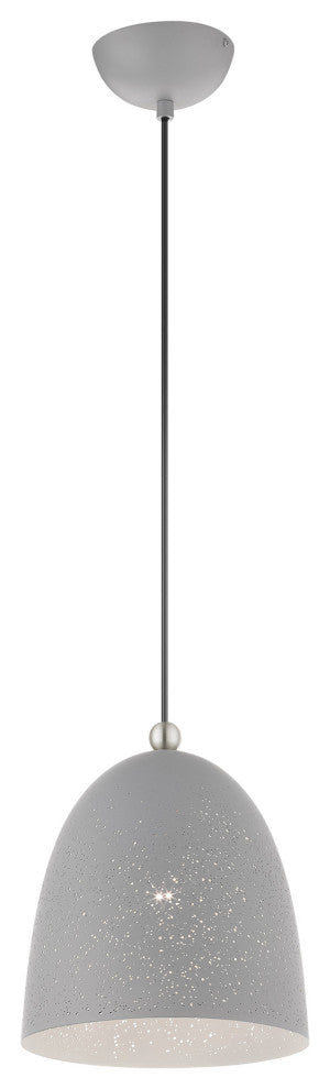 Livex Lighting Arlington 1 Light Nordic Gray, Brushed Nickel Small Pendant