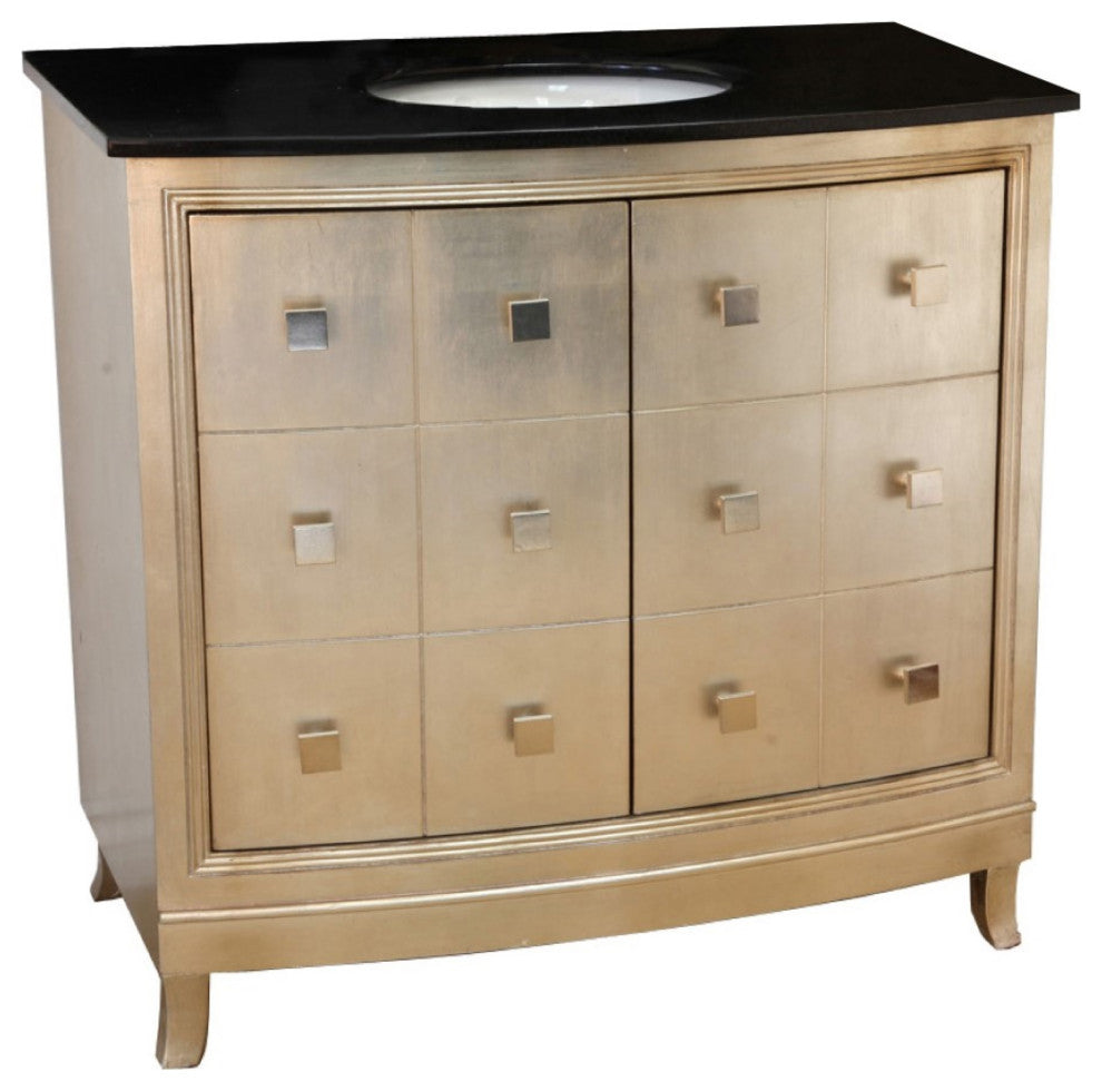 36" Single Sink Vanity-Wood-Bronze Silver