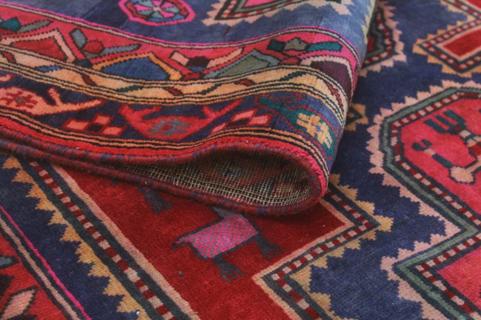 Fine Vintage Distressed Trenton Red/Navy Runner, 4'7x9'10
