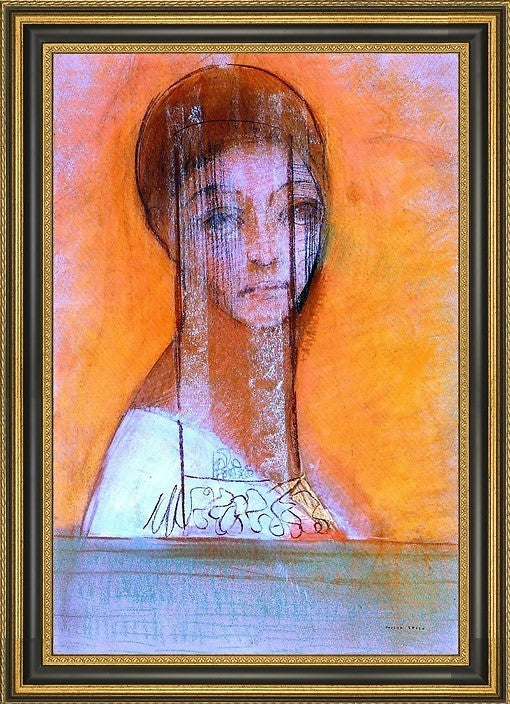 Odilon Redon Veiled Woman - 16" x 24" Framed Premium Canvas Print