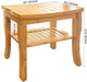 Bamboo Shower Bathroom Bench With Shelf 18"