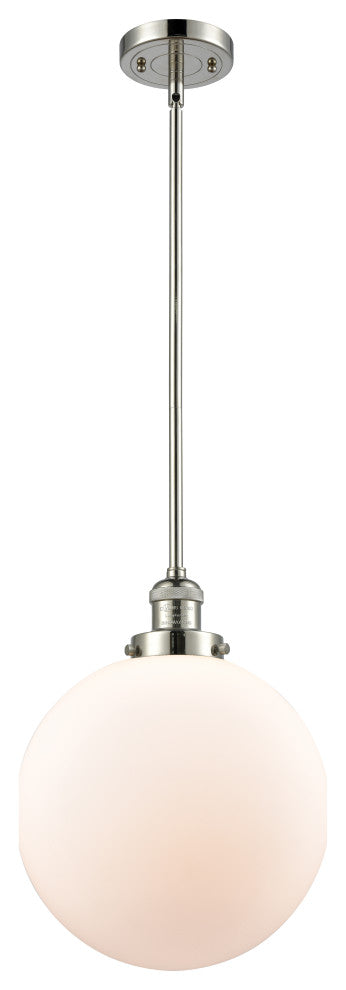 Beacon Mini Pendant, Polished Nickel, Matte White