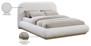 Vaughn Bed, Cream, King, Chenille Fabric, Natural Finish