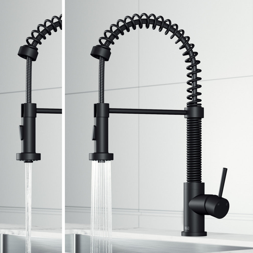 VIGO Edison 19" H Single Handle Pull-Down Sprayer Kitchen Faucet, Matte Black, No Sensor, Without Extras