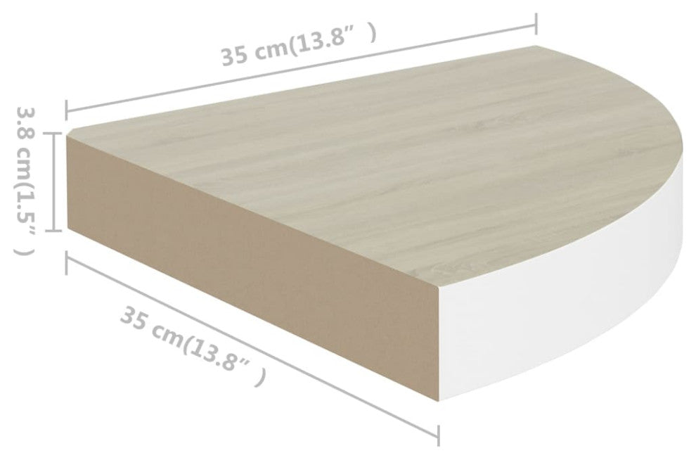 vidaXL Wall Corner Shelves Wall Floating Corner Shelf 2 Pcs Oak and White MDF