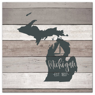 Michigan Established 16x16 Canvas Wall Art