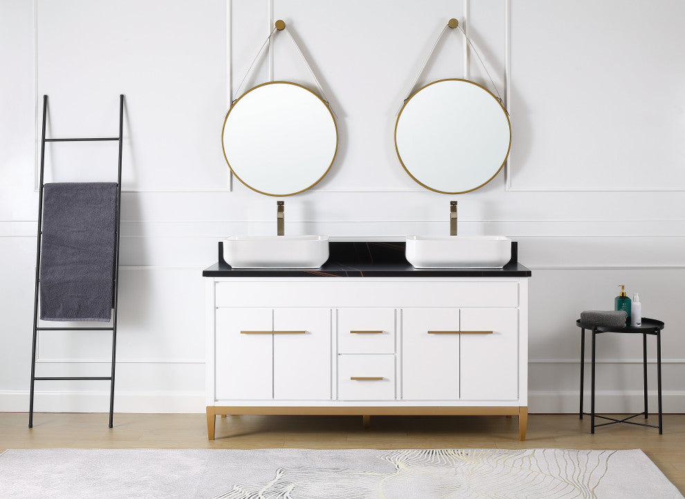 60" Tennant Brand White Beatrice Double Sink Vanity