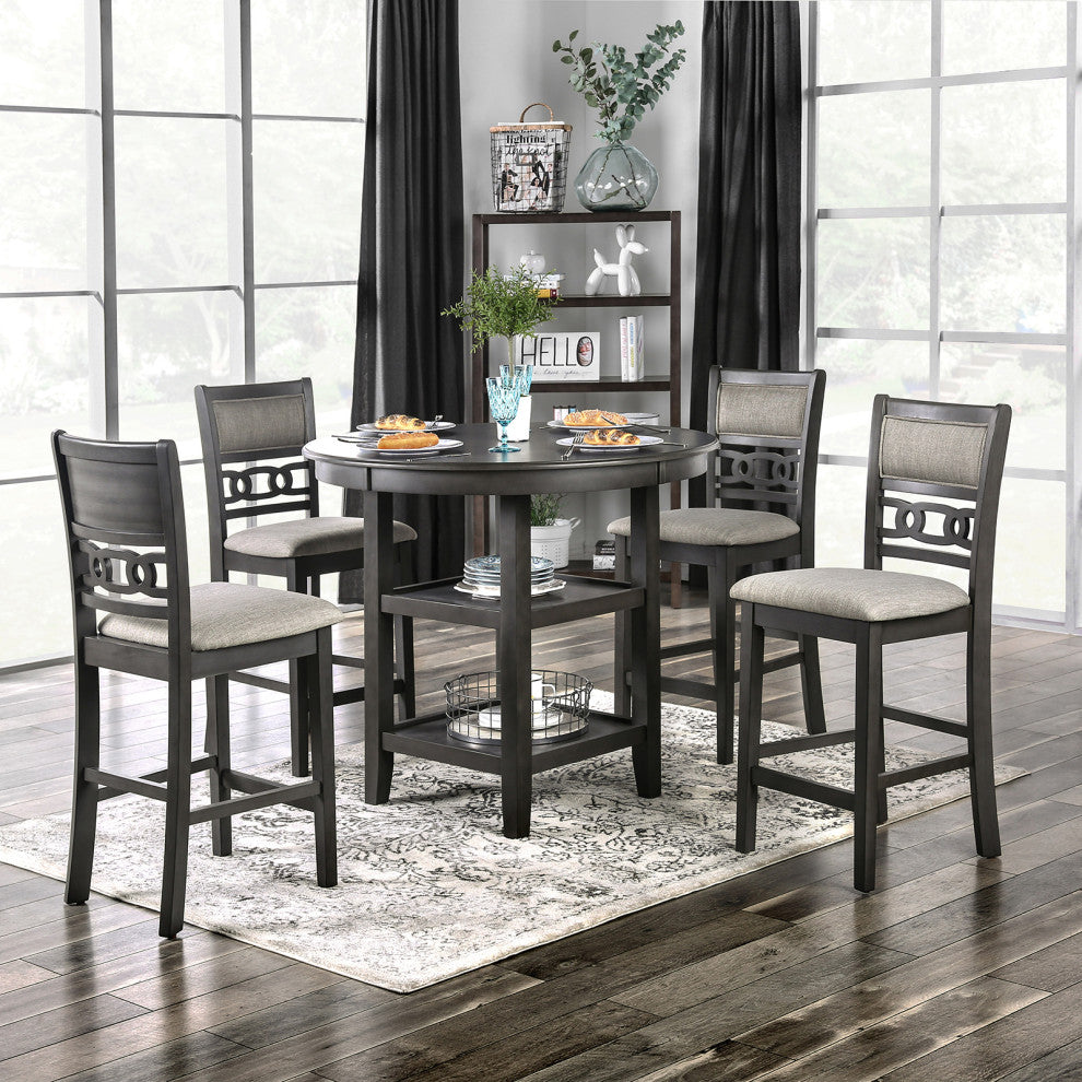 5 Piece Dining Set, Gray Finish