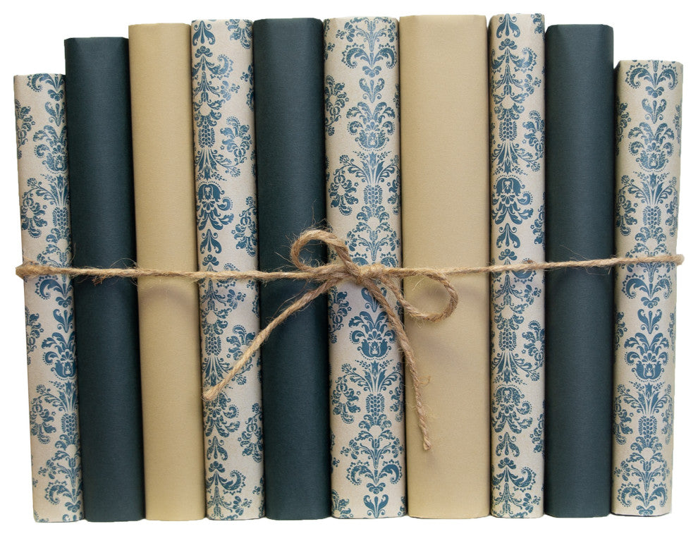 Decorative Books - Forest Mist Paper Wrapped Book Bundle - 1 foot of Green Books