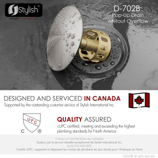 STYLISH Brushed Nickel Pop-Up Bathroom Sink Drain without Overflow