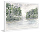 Marmont Hill, "Rainy Lake Landscape" by Thimble Sparrow Framed Painting, 36x24