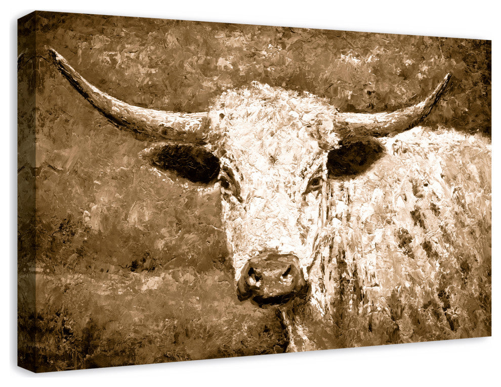 Sepia Bull 20x30 Canvas Wall Art