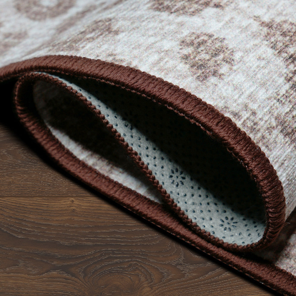 My Magic Carpet Washable Rug Miya Leopard Brown, 3' X 5'