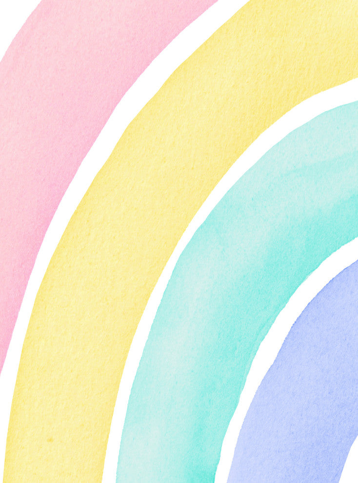 Watercolor Rainbow Vinyl Wall Sticker - Peel and Stick, Pink, Medium 48"w X 39"h