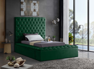 Bliss Velvet Upholstered  Bed, Green, Twin
