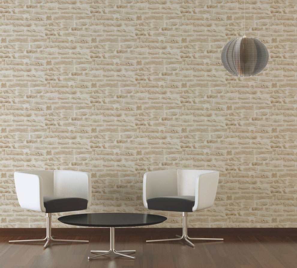 Textured Wallpaper Brick Rustic, 355802, Beige Cream, Sample