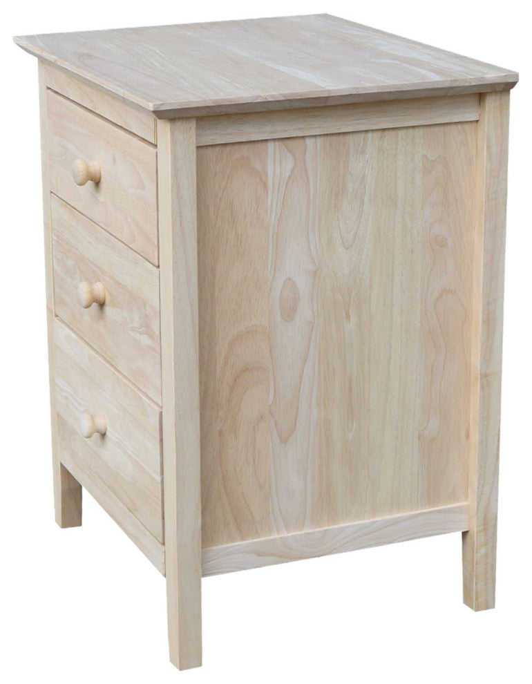 Solid Wood Nightstand With 3 Drawers