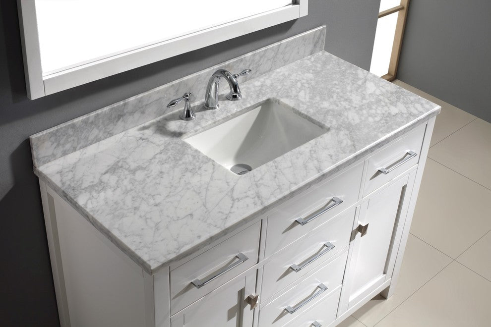Caroline 48" Single Bathroom Vanity Set White, Marble Countertop