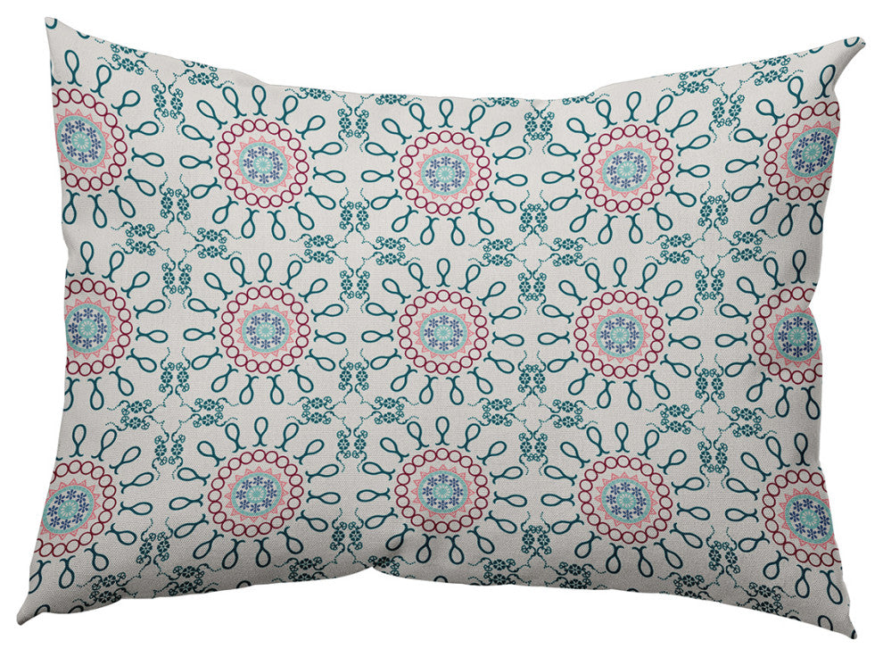 14" x 20" Sun Tile Decorative Indoor Pillow, Teal Apetite