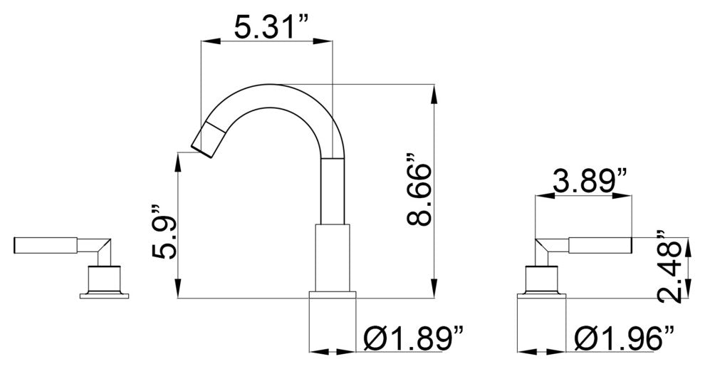 Deck Mounted Dual Handles High-Arc Widespread Bathroom Faucet, Brushed Gold