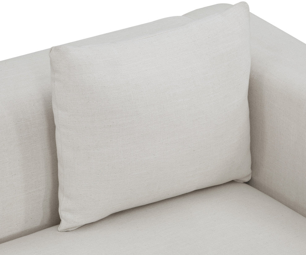 Alfie Linen Textured Fabric Upholstered Loveseat, Beige
