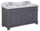 Elizabeth 60" Bathroom Vanity, Base: Marine Gray, Top: Carrara Marble, Double Vanity