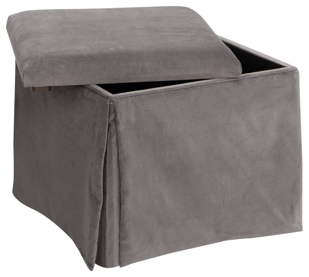 Ivy Skirted Storage Ottoman, Regal Smoke