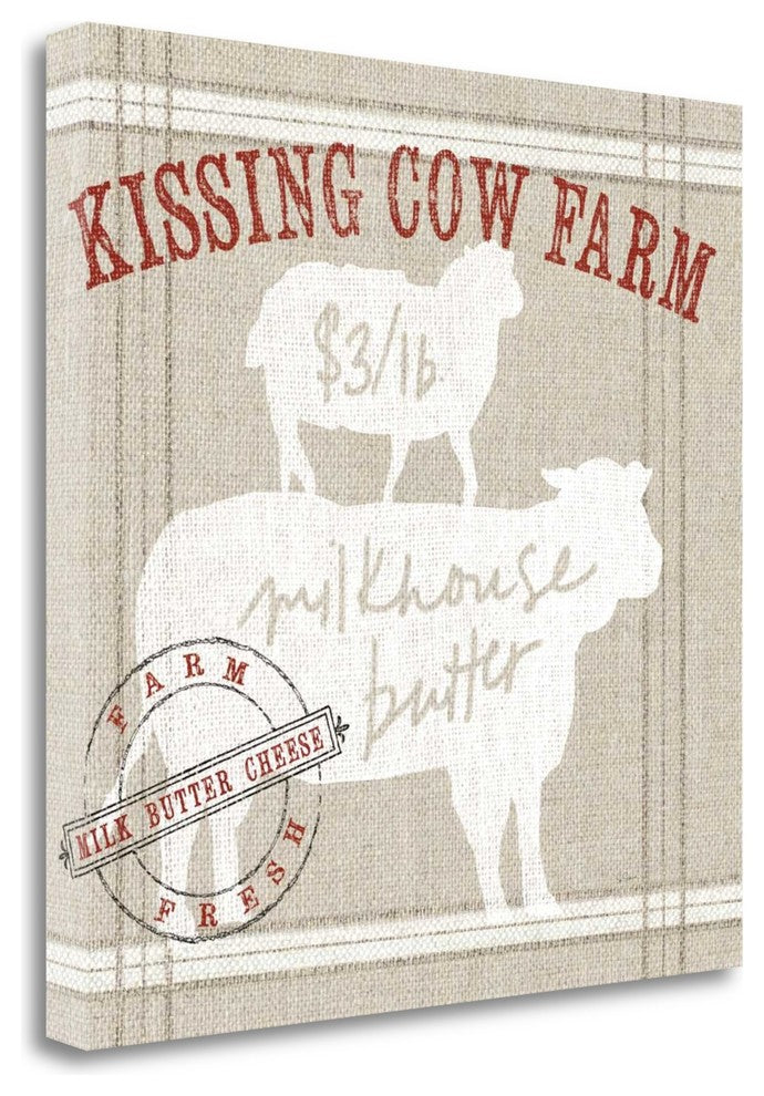 "Farm Linen Cow" By Sue Schlabach, Giclee Print on Gallery Wrap Canvas