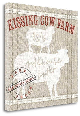 "Farm Linen Cow" By Sue Schlabach, Giclee Print on Gallery Wrap Canvas