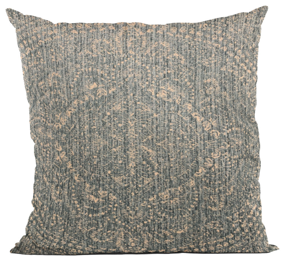 Plutus Blue Hidden Park Medallion Luxury Throw Pillow, 22"x22"