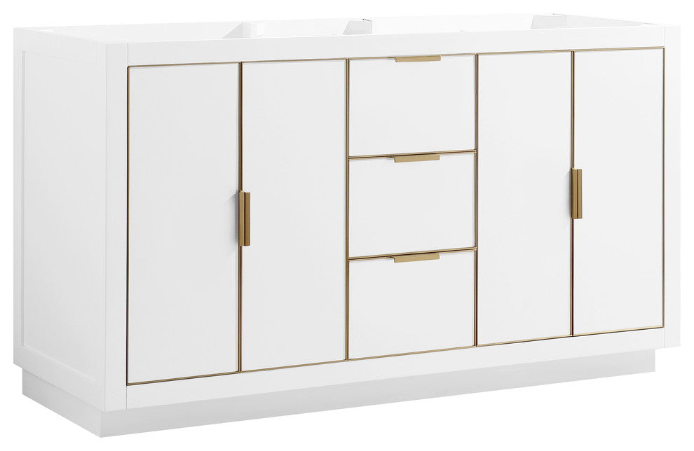 Avanity Austen 60" Vanity Only, Twilight Gray With Gold Trim, White With Matte Gold Hardware