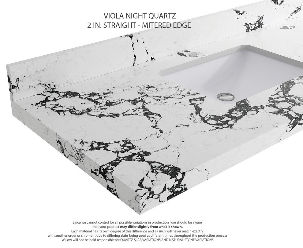 Paris 36" Left Offset Bathroom Vanity, White 2" Viola Night