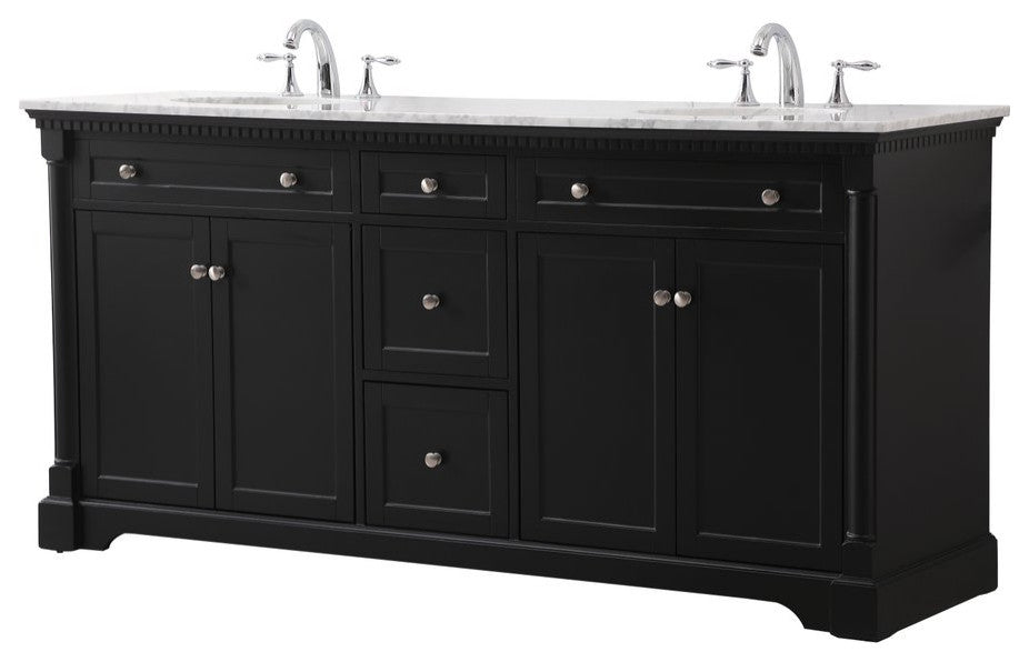 Home Living 21.5" Transitional Black-Light Bathroom Vanity, Black, 72