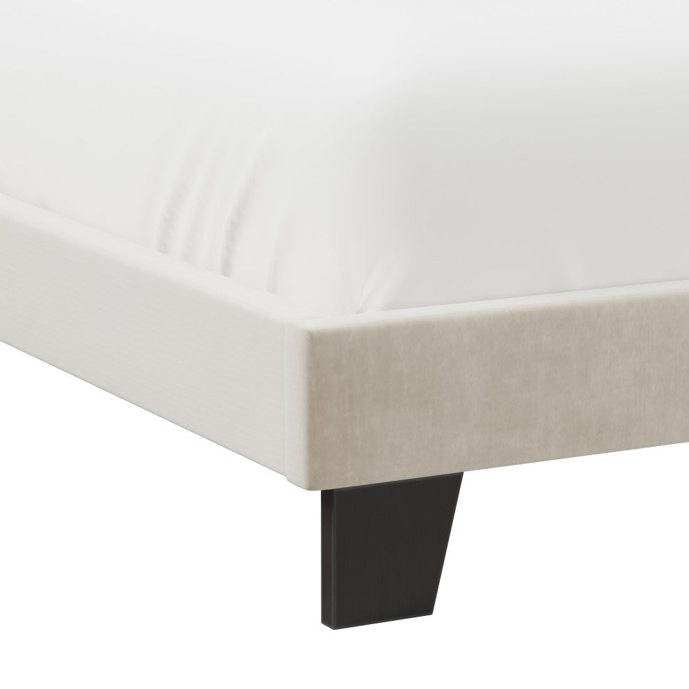 Hillsdale Crestone Adjustable Height Channel Upholstered Full Platform Bed, Cream, Full Bed