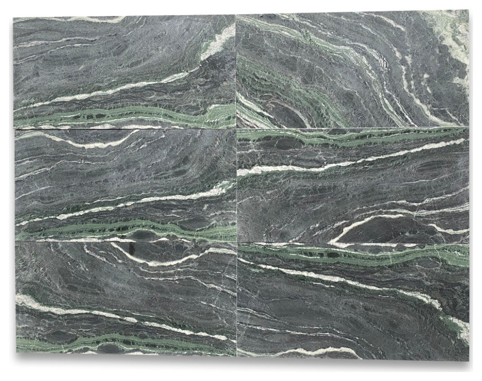 Sagano Vibrant Green Marble 12x24 Tile Honed, 100 sq.ft.