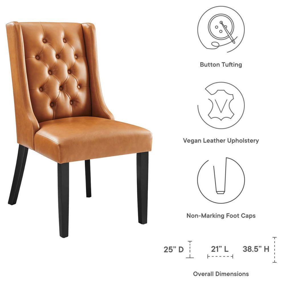 Baronet Button Tufted Vegan Leather Dining Chair, Tan