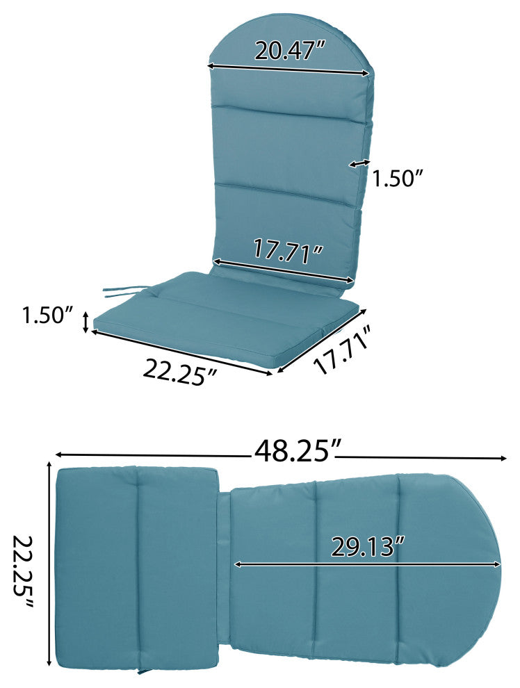 Outdoor Acacia Wood Folding Adirondack Chairs With Cushions, Set of 2, Navy Blue/Dark Teal