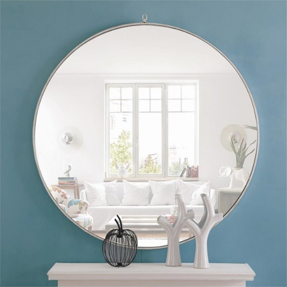 Elegant Decor Rowan 48" Rectangle Metal Frame Hooked Mirror in Silver