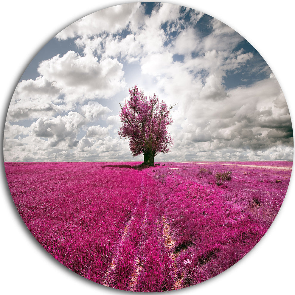 Purple Tree Dreamscape, Landscape Photo Disc Metal Artwork, 23"