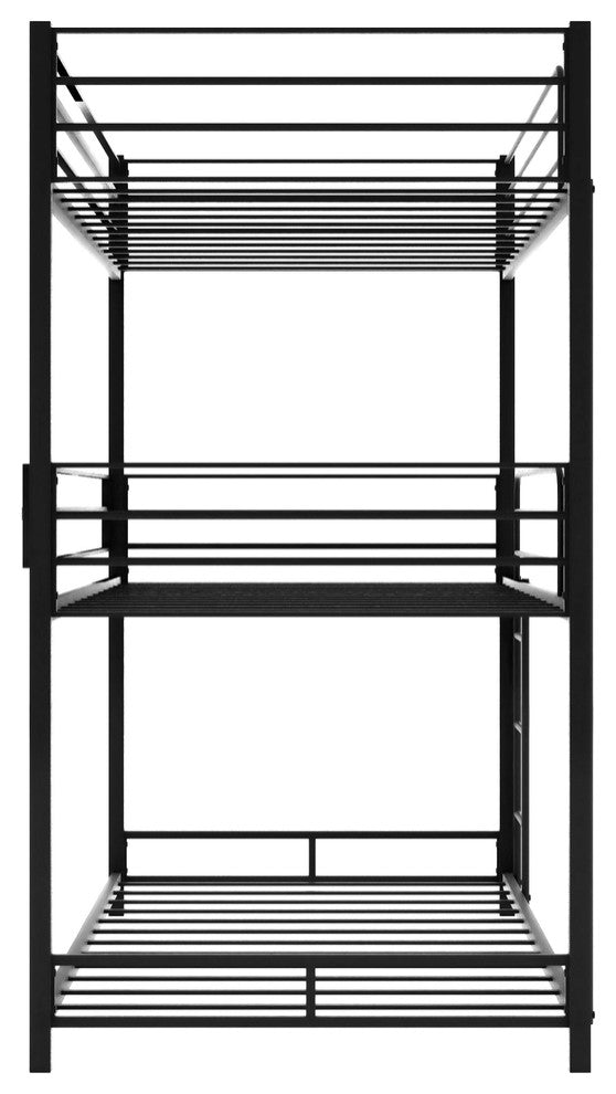 Black Twin Over Twin Over Twin Traditional Bunk Bed