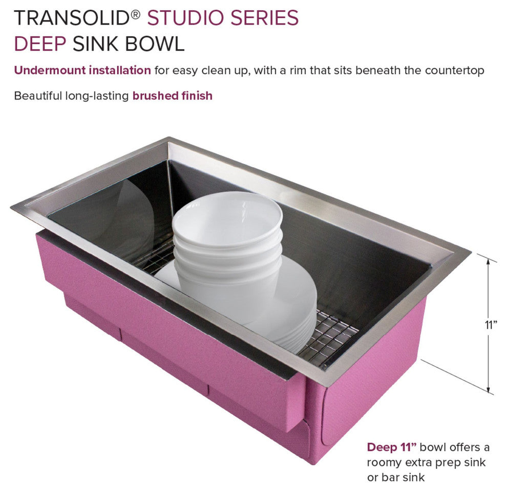 Transolid 14 Gauge Super Single Bowl Undermount Stainless Steel Kitchen Sink, Pvd Gun Metal