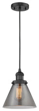 1-Light Large Cone 8" Pendant, Matte Black, Glass: Smoked