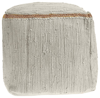 Devon Birch Traditional Solid Handmade Cotton Blend Cube Pouf, 18"x18"x18"