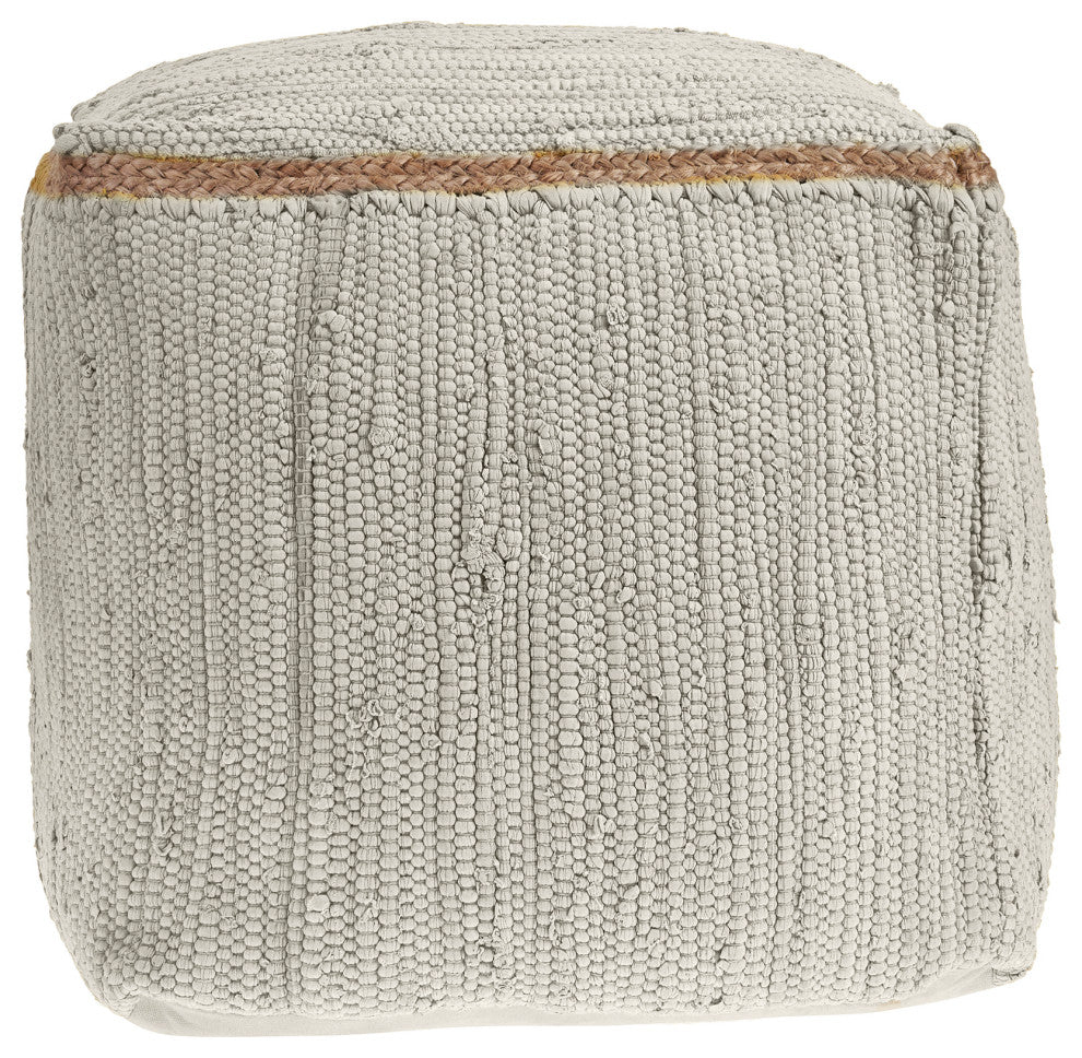 Devon Birch Traditional Solid Handmade Cotton Blend Cube Pouf, 18"x18"x18"