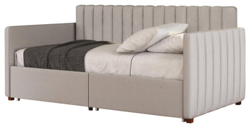 Novogratz Brittany Daybed with Storage Drawers Twin Size in Gray Linen