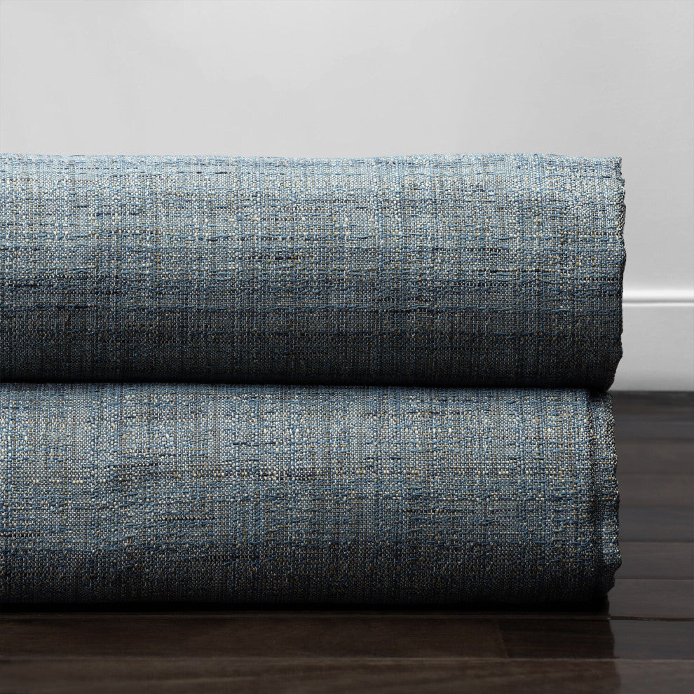 Turkish Blue Yarn Dyed Designer Faux Raw Textured Silk Fabric Sample, 4Wx4L