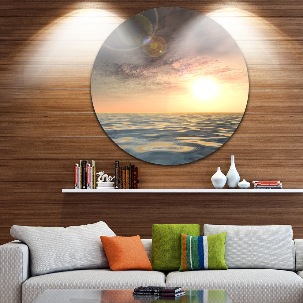 Dark Sky With Clouds At Sunset, Beach Disc Metal Artwork, 23"
