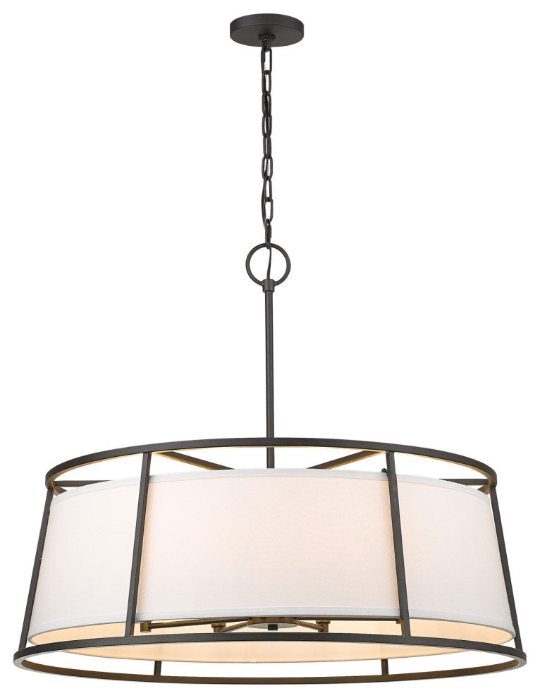 Z-Lite 1935-32 Lenyx Pendant 8 Light 32"W Drum Chandelier - Iron Ore