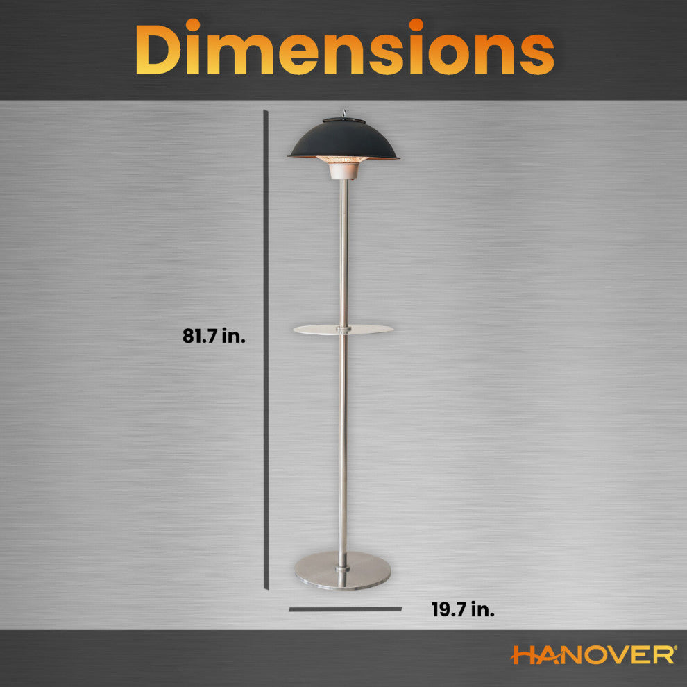 Modern Efficient Standing Electric Heater, Black/Silver, 81.6"