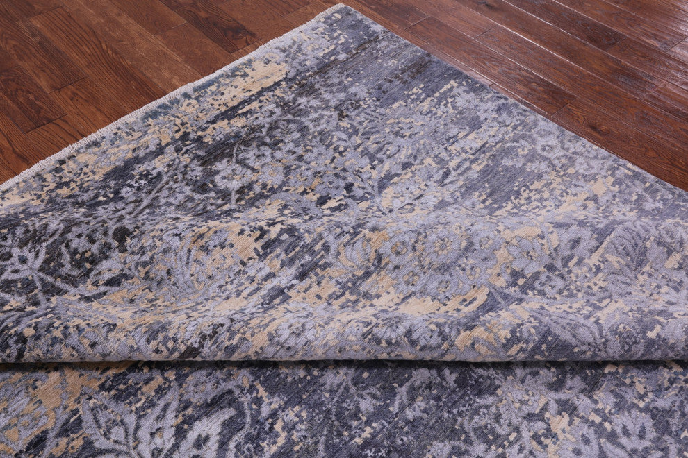 8' 2" X 10' 0" Wool and Silk Modern Handmade Rug Q10324